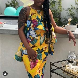 Yellow floral two layered dress